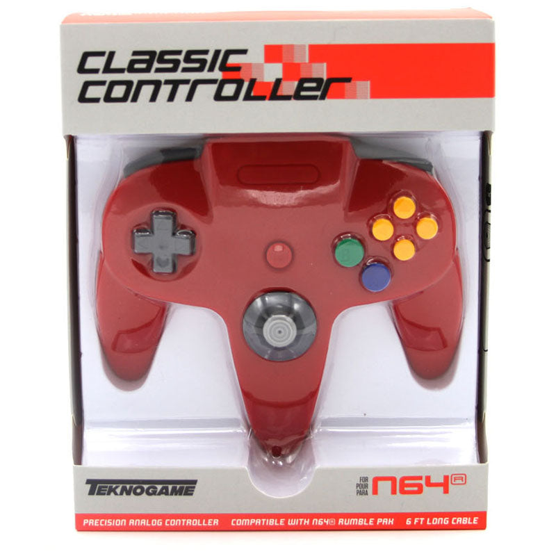 TEKNOGAME CLASSIC CONTROLLER FOR N64 RED
