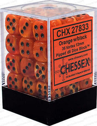 CHESSEX DICE - 36x D6 ORANGE/BLACK